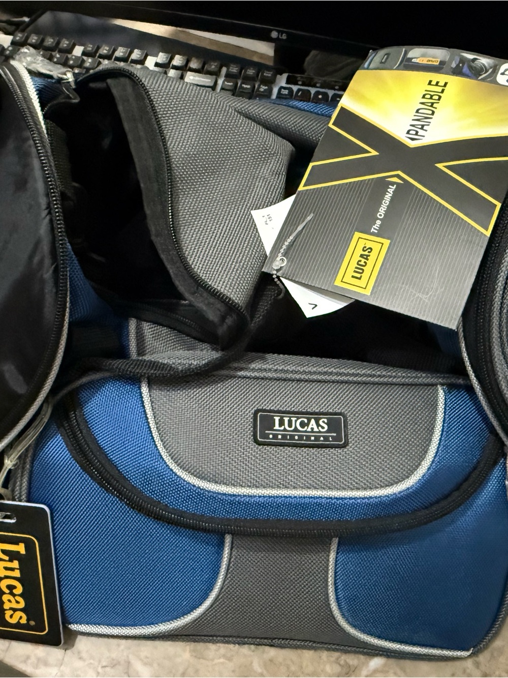 Lucas Men's Sling Backpack in Blue and Gray